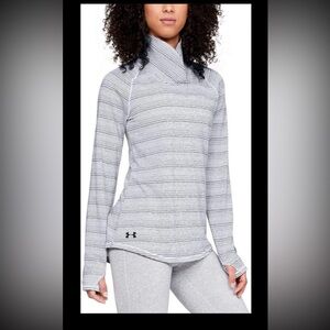 Under Armour Womens Striped Gray Zinger Pullover Streetwear Warm Sweatshirt Sz M